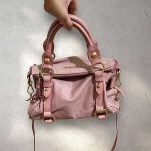 AUTHENTIC VTG Miu Miu Vitello Lux Mini Bow Bag in Loto Pink Leather